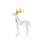 Unravel India Handcrafted Duo Crystal Glass Deer Figurine with Golden Antlers - Elegant Home Décor Showpiece