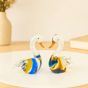 Unravel India Handcrafted Multicolor Glass Swan Pair – Decorative Showpiece for Home & Gifting