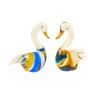 Unravel India Handcrafted Multicolor Glass Swan Pair – Decorative Showpiece for Home & Gifting