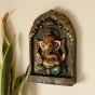 Unravel India "Ganesha Statue" fiber procession wall art in wooden frame