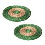 Unravel India Sabai grass circular green & brown dish coaster set(Set of 2)
