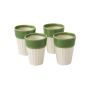 Unravel India Studio Glazed White & Green Ceramic Tea/Coffee Kullhad Set with Stand(4 Kullhad,1 Stand)
