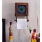 Unravel India Wooden tile work brown Wall Toilet Roll Holder
