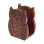 Unravel India wooden handcrafted brown owl shape tissue holder