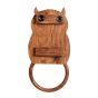 Unravel India wooden handcrafted brown owl shape towel holder