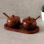 Unravel India refreshment jar set in sheesham wood(2 Jar, 2 Spoon, 1 Tray)