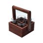Unravel India "Ripple Collection" sheesham wood glass holder with chai glass(4 Glass)