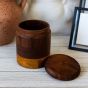 Unravel India Handcrafted "Ribbed Wood"  Sheesham Wood Storage Jar