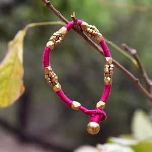 Unravel India Dhokra Pink Bracelet