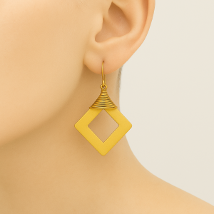 Unravel India Handcrafted Brass Diamond Frame Earrings for Women & Girls
