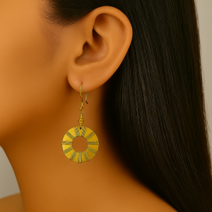 Unravel India Handcrafted Brass Radiant Disc Earrings for Women & Girls 