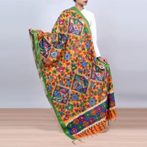 Unravel India Kalamkari cotton handpainted Dupatta
