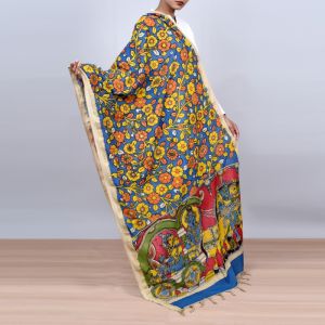 Unravel India Kalamkari cotton handpainted Dupatta