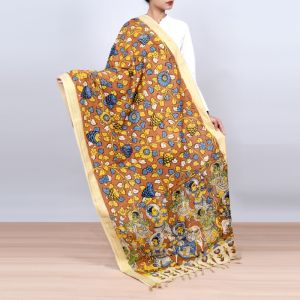 Unravel India Kalamkari cotton handpainted Dupatta