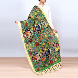 Unravel India Kalamkari cotton handpainted Dupatta