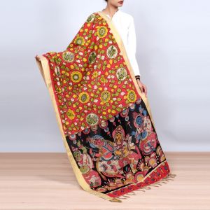 Unravel India Kalamkari cotton handpainted Dupatta