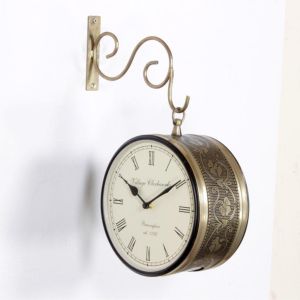 Unravel India Premium 12 Inch Antique Copper Double-Sided Wall Clock – Royal Vintage Design