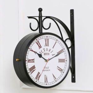 Unravel India Premium 12 Inch Black Victorian Double-Sided Wall Clock – Heritage London Station
