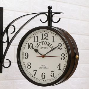 Unravel India Premium 12 Inch Victoria Station Double-Sided Wall Clock – Oversized White Dial