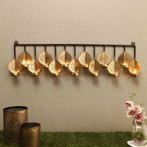 Unravel India Golden & Black Metallic Wall Tea Light