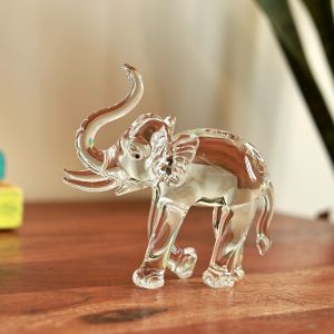 Unravel India Handcrafted Premium Glass Elephant Figurine for Home Decor, Gift & Collectible – Symbol of Strength & Good Luck