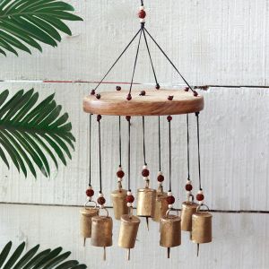 Unravel India "9 Clinkering Kutchbells" antique wooden windchime 