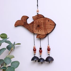 Unravel India "Fish Motif" bamboo windchime with embedded bells