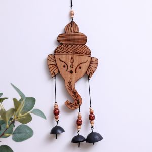 Unravel India "Ganesha Motif" bamboo windchime with embedded bells