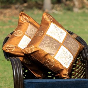 Unravel India Block Print Silk Cushion Cover (Set of 5)