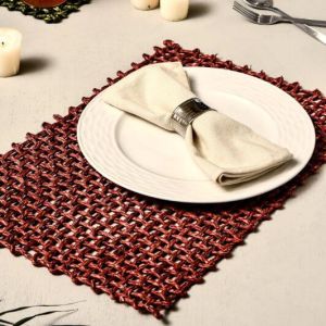 Unravel India Sabai Jali red table mat set(Set of 2)