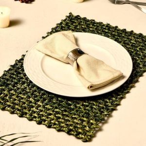 Unravel India Sabai Jali olive table mat set(Set of 2)