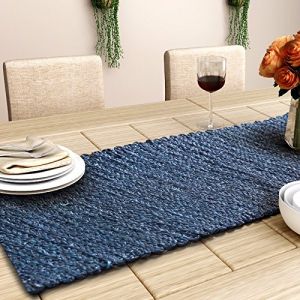 Unravel India Sabai grass blue table runner