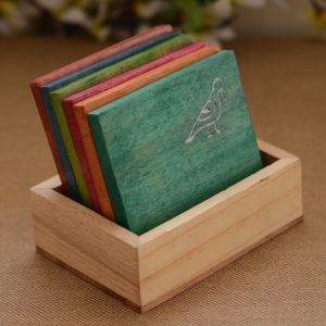 Unravel India Wooden Multicolored Coaster (Set of 6)