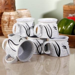 Unravel India Matt work Offwhite Cup Set