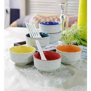 Unravel India ceramic offwhite soup set(Set of 6)