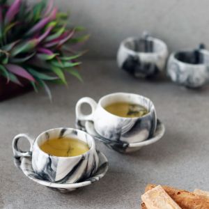 Unravel India " Vintage Chronical of Italy" chirag ceramic cup & saucer(6 Cup, 6 Saucer)