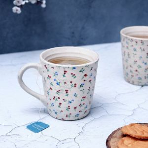Unravel India "Flower Petals" ceramic tea/coffee mug (Set of 2)