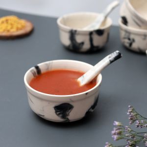 Unravel India "Vintage Chronical of Italy" ceramic soup bowl set(6 Bowl, 6 Spoon)