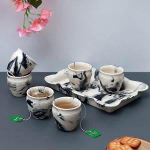 Unravel India "Vintage Chronical of Italy" ceramic kulhad & tray for tea/coffee