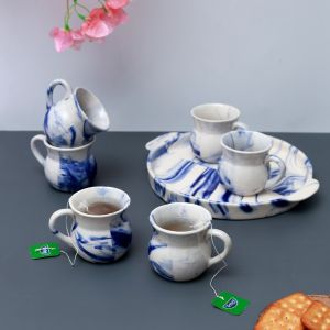 Unravel India "Shades of Earth" ceramic cup & tray for tea/coffee