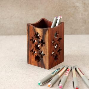 Unravel India "Mugal Jali" pen holder in Sheesham Wood