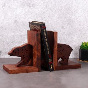 Unravel India "Beer Motif" handcarved sheesham wood book holder