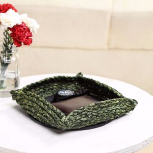 Unravel India Sabai olive charger basket