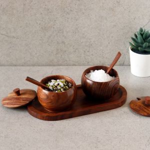 Unravel India refreshment jar set in sheesham wood(2 Jar, 2 Spoon, 1 Tray)