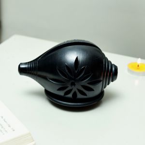 Unravel India handpainted black "Terracotta Shank" shaped tea light holder
