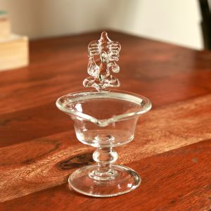 Unravel India Crystal Glass Diya with Lord Ganesha Idol – Elegant Pooja Décor