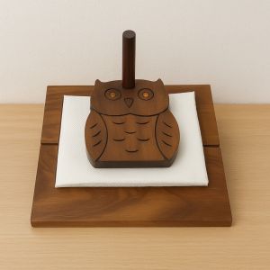 Unravel India Handcrafted "Owl Motif" Wooden Napkin Holder