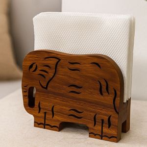 Unravel India Handcrafted "Elephant Motif"  Wooden Napkin Holder