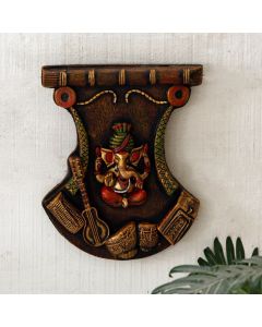 Unravel India "Ganesh with tabla & guitar" fiber procession wall art in wooden frame