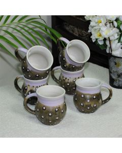 Unravel India "Polka Dots" ceramic tea/coffee mug(6 Mug)